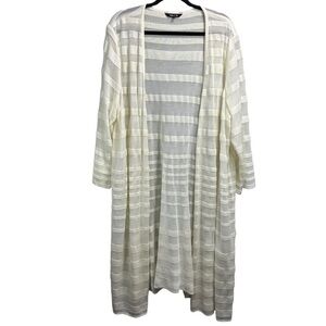 Misook Sheer Striped Heritage Fit Cardigan Sweater